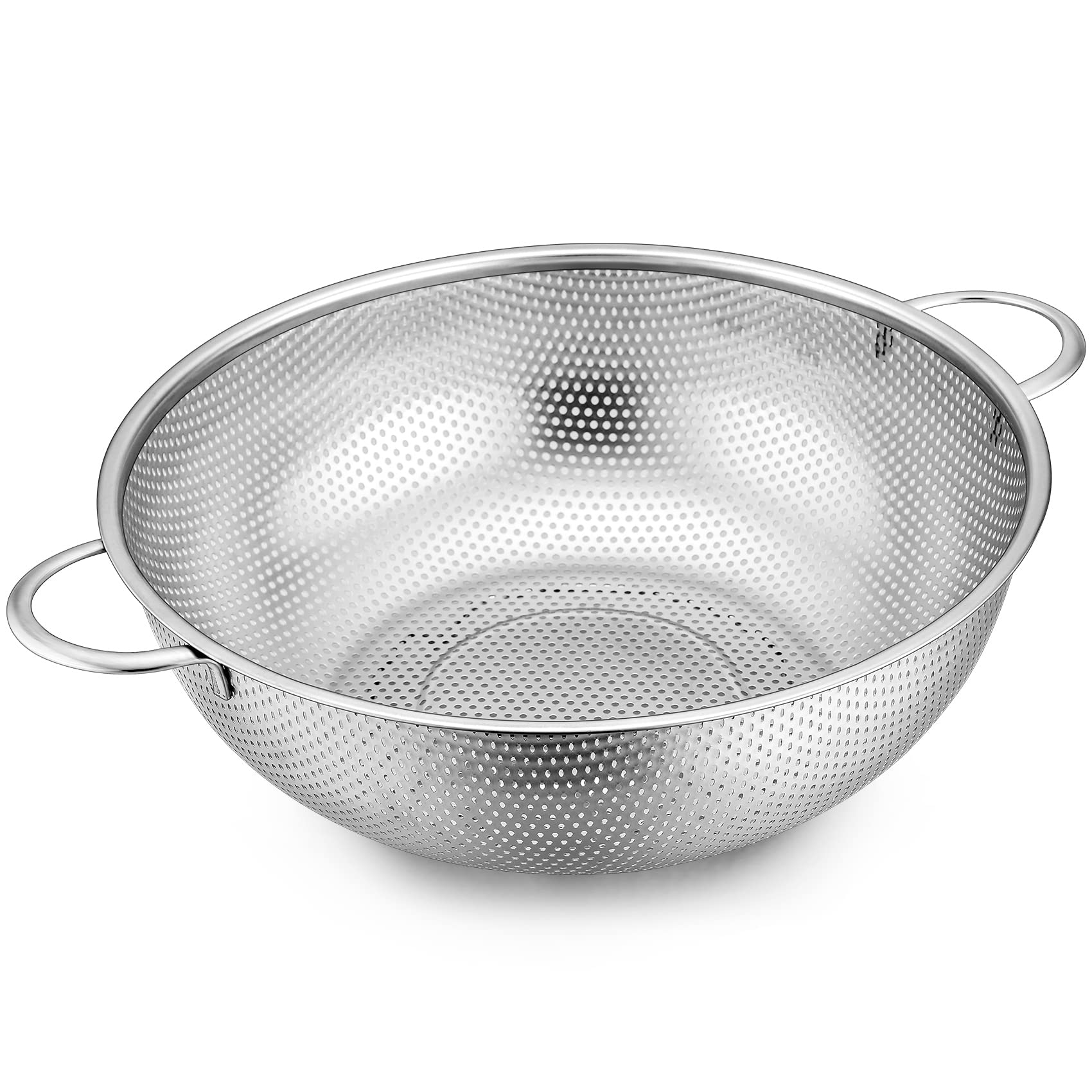 Stainless Steel Colander, Onader 5-Quart Micro-Perforated Colander with Handle, Metal Strainer for Draining Rinsing Washing Pasta Spaghetti Rice Vegetables Fruits, Heavy Duty & Dishwasher Safe - 28cm