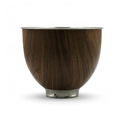 Stainless Steel 5 Quart Mixer Bowl for Kitchenaid Classic&Artisan Tilt Head Stand Mixer, Wood Texture, Fit for K45, KSM75, KSM90, KSM150, Heavy Duty, Dishwasher Safe