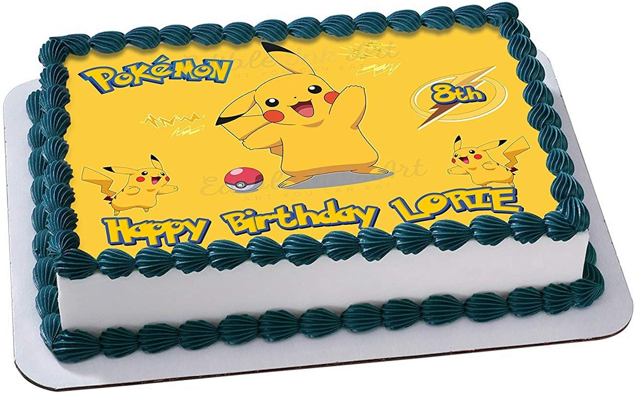 Pokemon Pikachu Icing Sugar Paper Birthday Cake Topper Image 3 Home Kitchen Art Craft Supplies Arcadiawinds Com