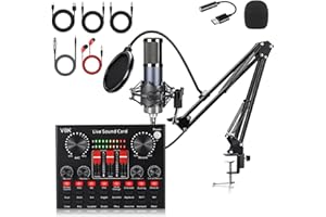 BM800 Type C Condenser Microphone Sound Card Set Real Time for Podcasting Video Conferencing Voice Changer Broadcasting Devic