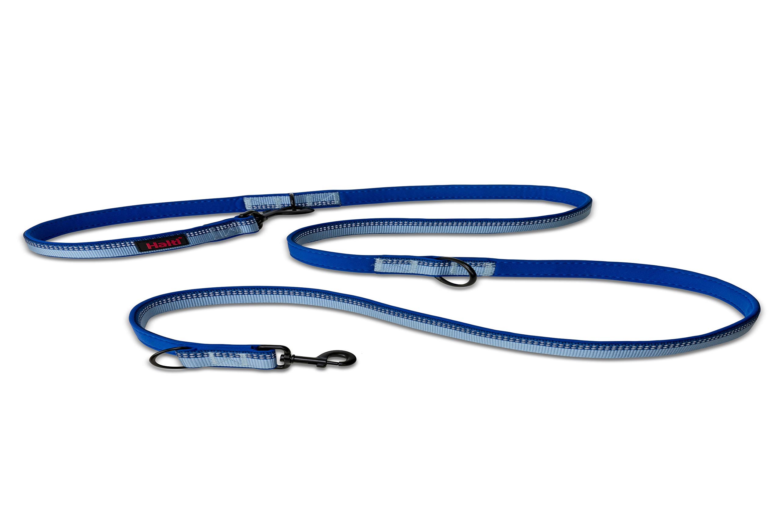 HALTI Double-Ended Lead For Dogs, Size Small, Blue, 2m, Best Premium Puppy & Dog Leash, Neoprene-Padded, Easy to Use, Reflective, Adjustable Lengths, Ideal Dog Lead for Hands Free Running & Training