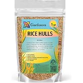 Gardenera Natural Rice Hulls - Eco-Friendly Mulch and Soil Amendment for House Plants and Chicken Bedding - 1 Quart