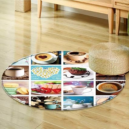 Amazon Com Round Rugs For Bedroom Collage Of Tasty Food And