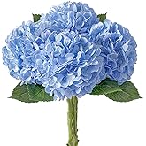 LINSIE 4Pcs Realistic Light Blue Hydrangea Artificial Flowers with Stems 19.68 Inch Latex Faux Hydrangeas Flower Real Touch Large Hydrangea for Weddings Bouquets Table Centerpieces Home Decor Party