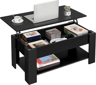 Yaheetech Lift Top Coffee Table with Storage Black
