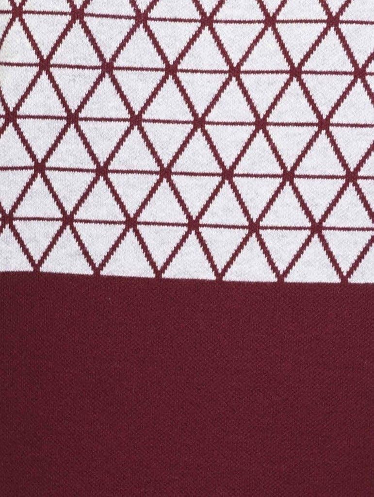 women's round neck jacquard cotton sweater