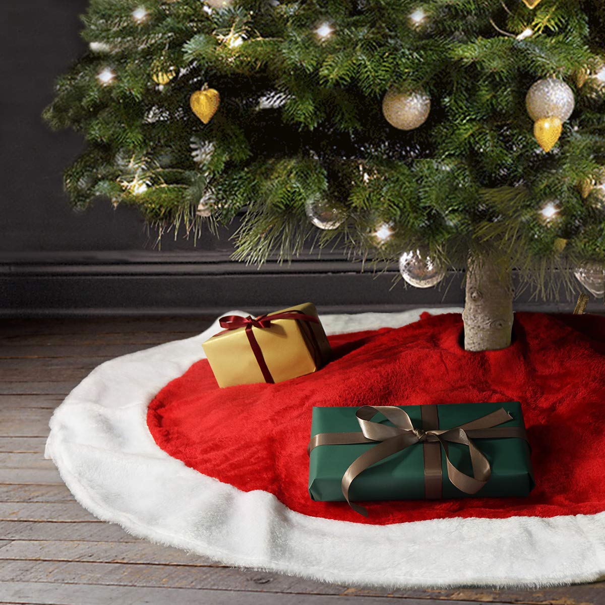 Ivenf Christmas Tree Skirt plus red velvet