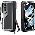 Libeagle Compatible with Samsung Galaxy Z Fold 4 Case with Metal Bumper Premium Rugged Heavy Duty Shockproof Protective [S Pen Holder] [Hinge Protection] [Screen Protector] Stand Cover 5G 2022-Black