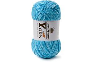 SEKAFRIS Plush Chenille Chunky Yarn - Fluffy Velvet Yarn Crochet for Blanket Knitting and Crocheting - Soft Baby Yarn for Crocheting - Amigurumi Crochet Yarn 100g (87dy) (Lake Blue)