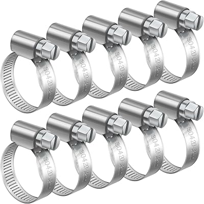 Bolatus 20-32mm Adjustable Hose Clamps 10 Pcs Stainless Steel 304 Worm Drive