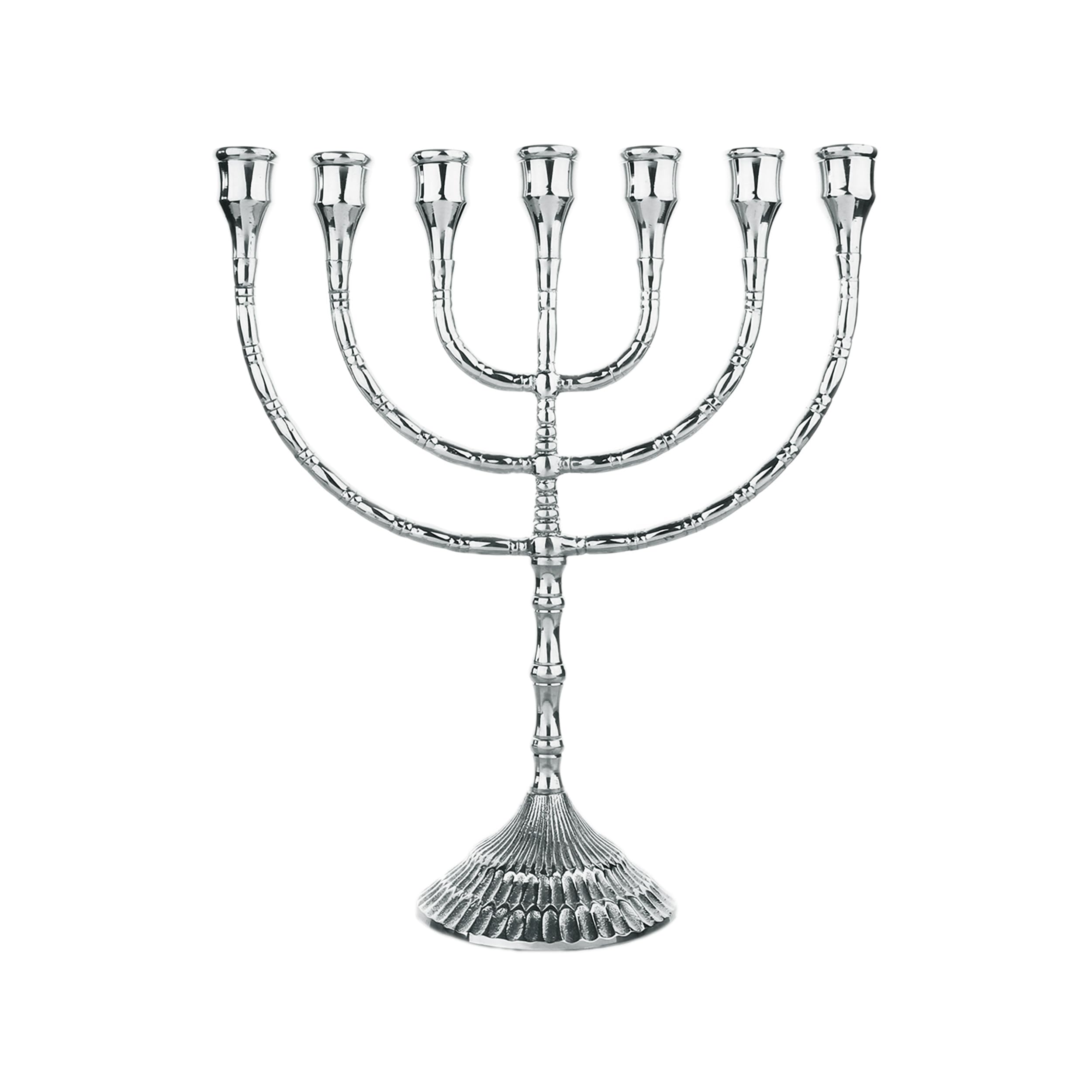 NKlaus Menorah 30cm high 7 candlestick for candles up to Ø 2cm Candlestick large silver Candlestick brass nickel plated 2884
