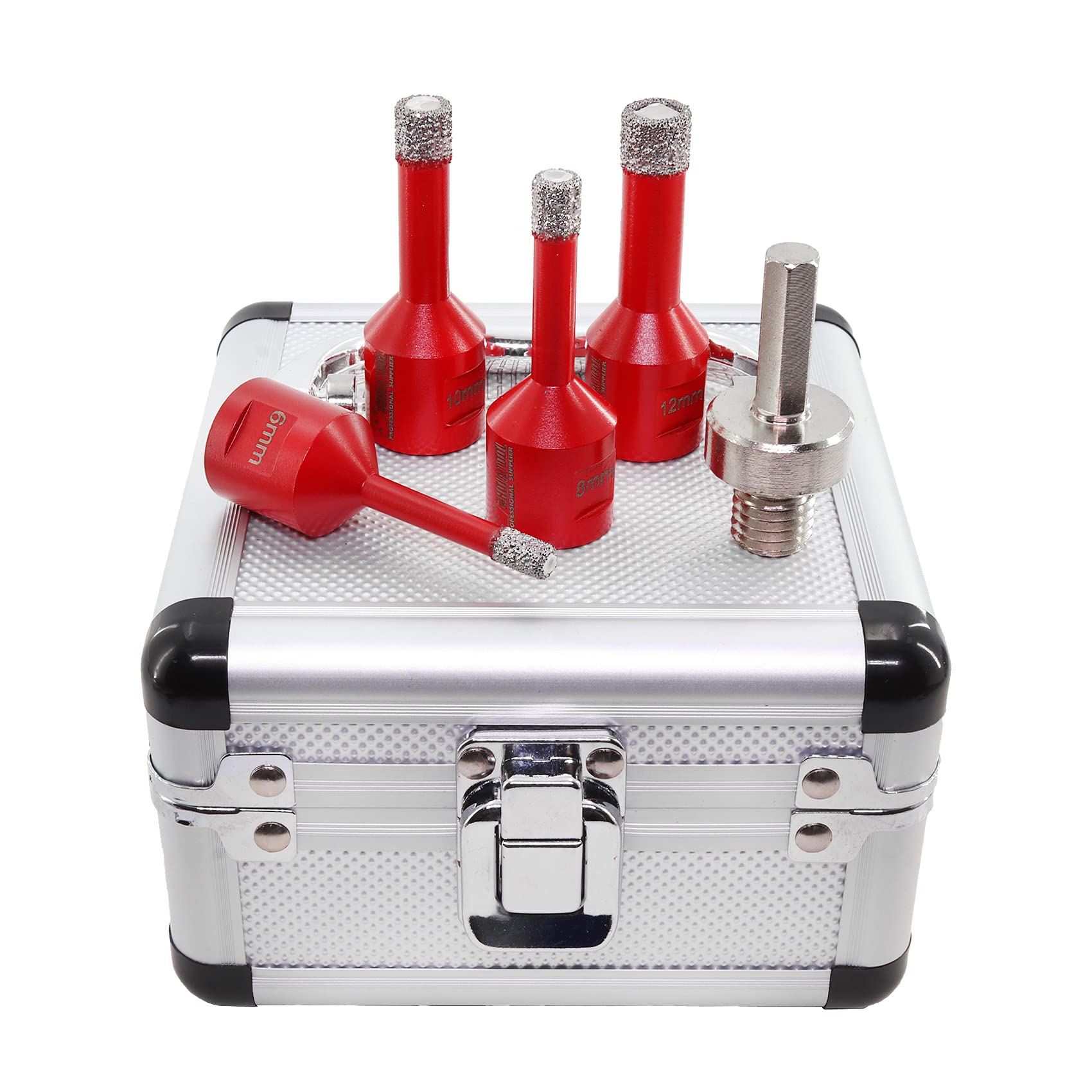 SHDIATOOL Diamond Drill Core Bits Kit with Box 6/8/10/12mm and an Adapter for Tile Porcelain Granite Marble-Set of 5