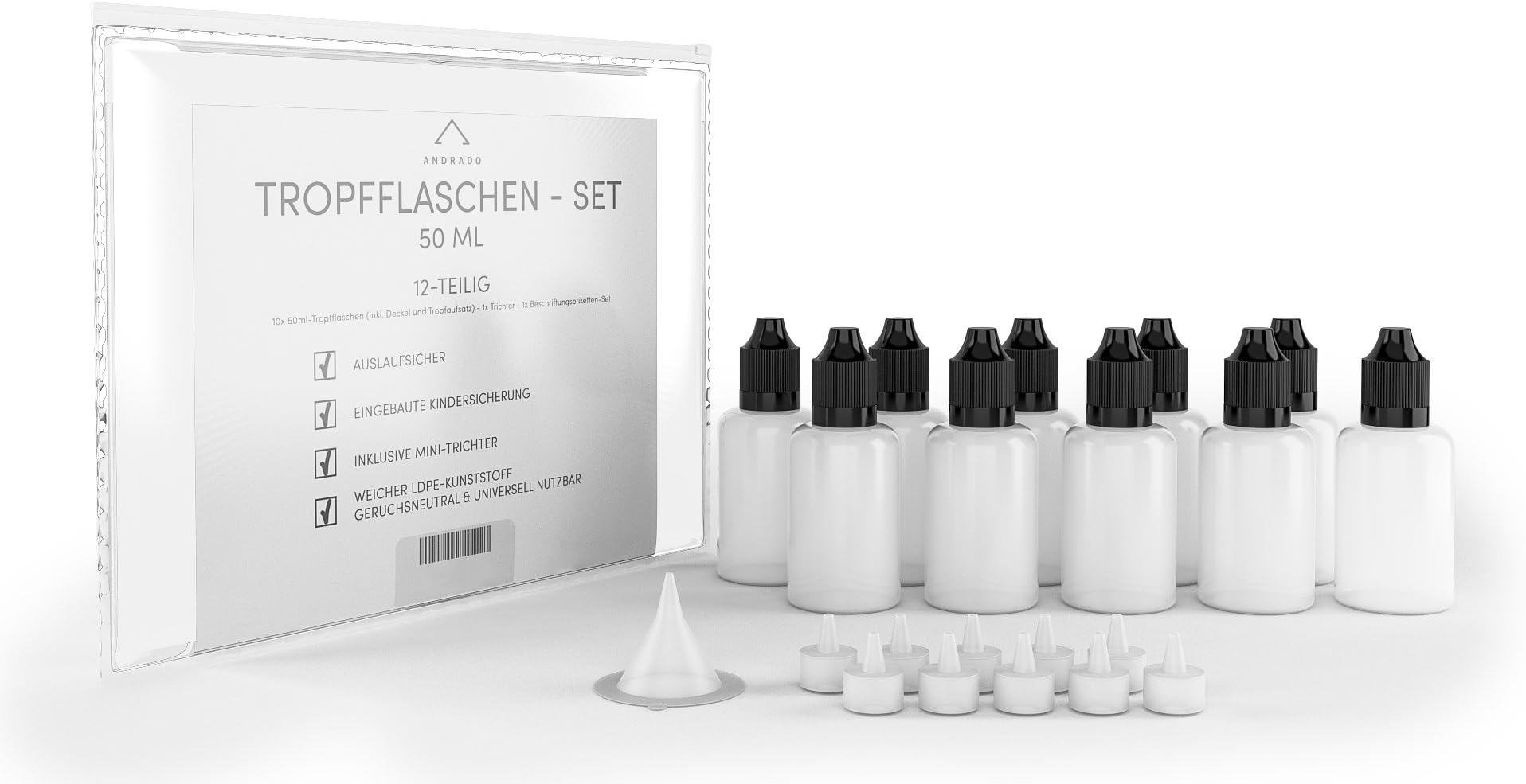 Dropper bottles, transparent, 50ml