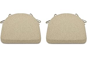 Shinnwa Chair Cushion with Ties for Dining Chairs [17 x 16.5 Inches] Non Slip Kitchen Dining Chair Pad and Seat Cushion with Machine Washable Cover Set of 2 - Natural Linen
