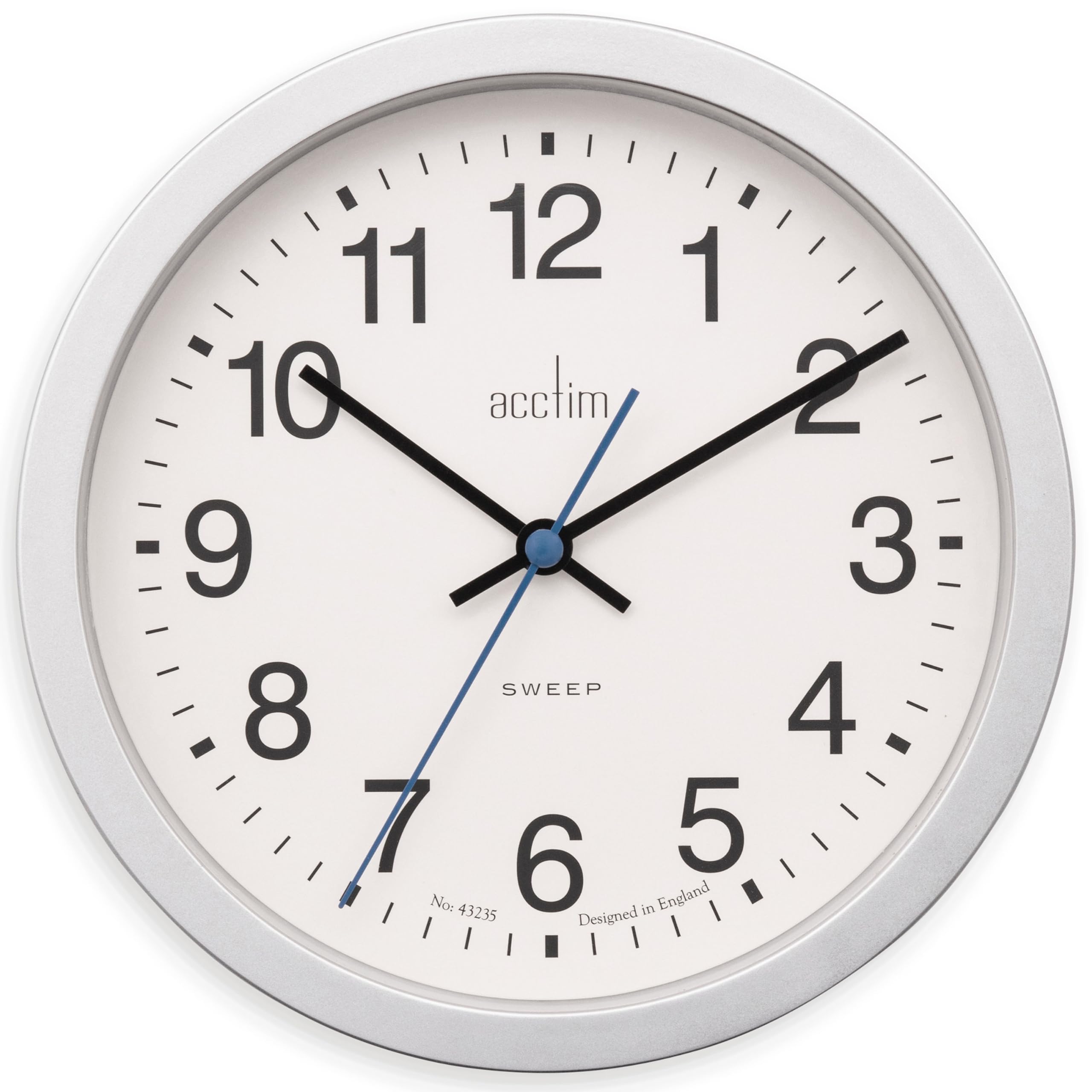Acctim Bromham Non Ticking Sweep Seconds Hand Wall Clock 20cm Diameter (Silver)