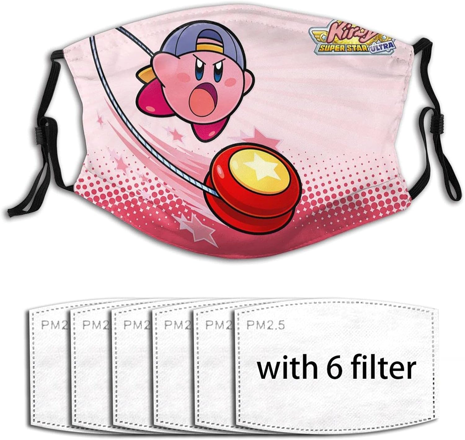 Kirby Face Mask Washable with 6 Filters Mouth Cover Reusable Men's