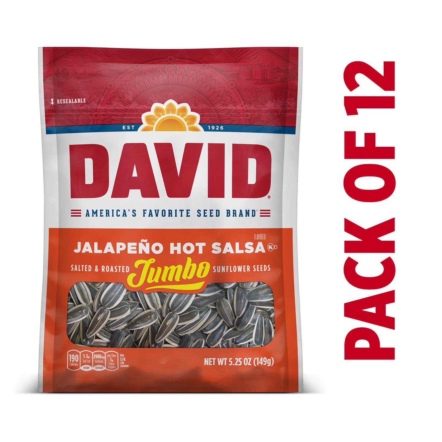 David Jumbo Jalapeno Hot Salsa Roasted/Salted Sunflower Seeds 149 g