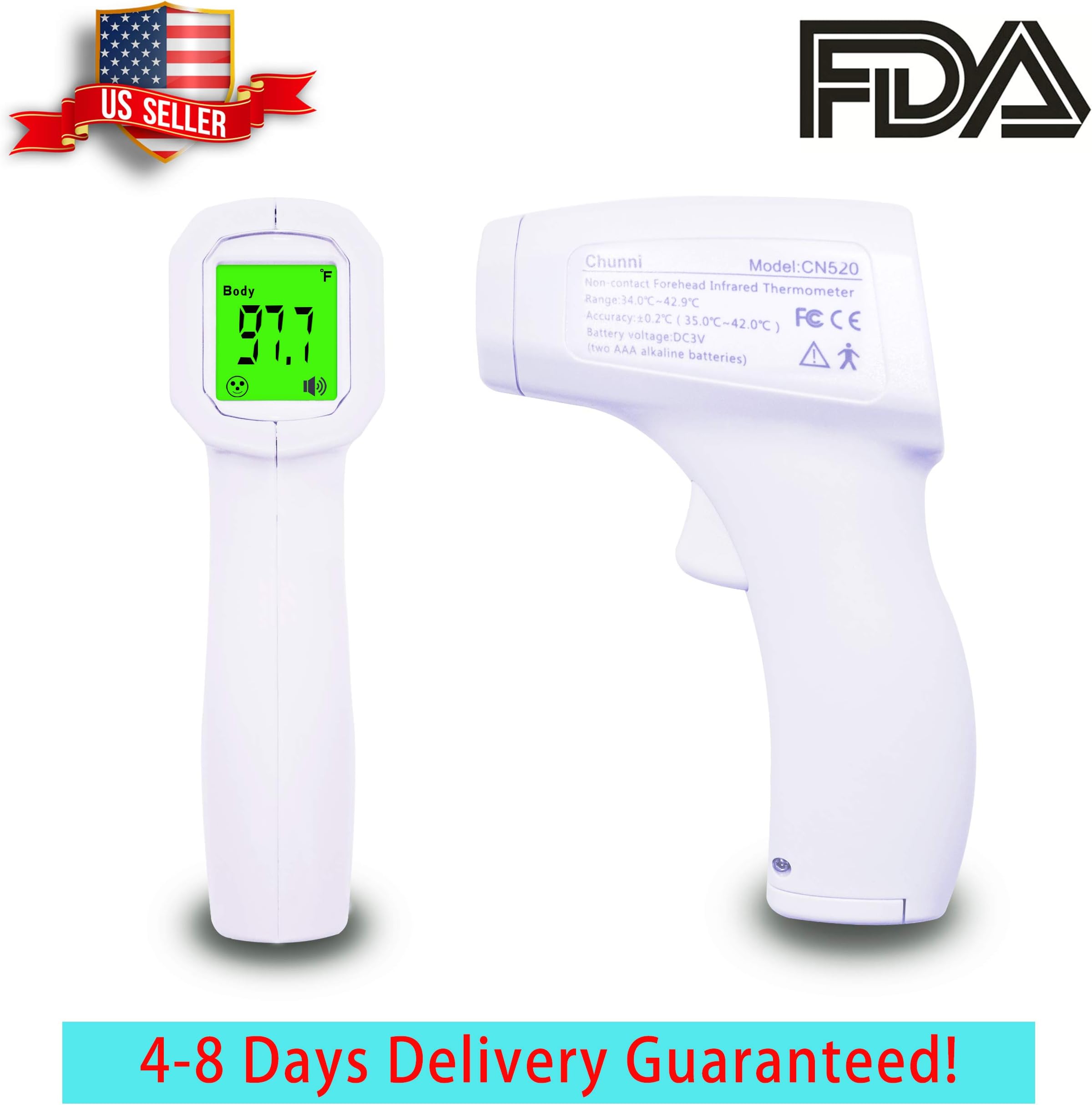FiGoal Infrared Forehead Thermometer Accurate Digital Non-Contact Laser Temperature Gun Portable Baby Body Basal Thermometer Gun with LED Display for Infants and Adults, immediate Instant Result