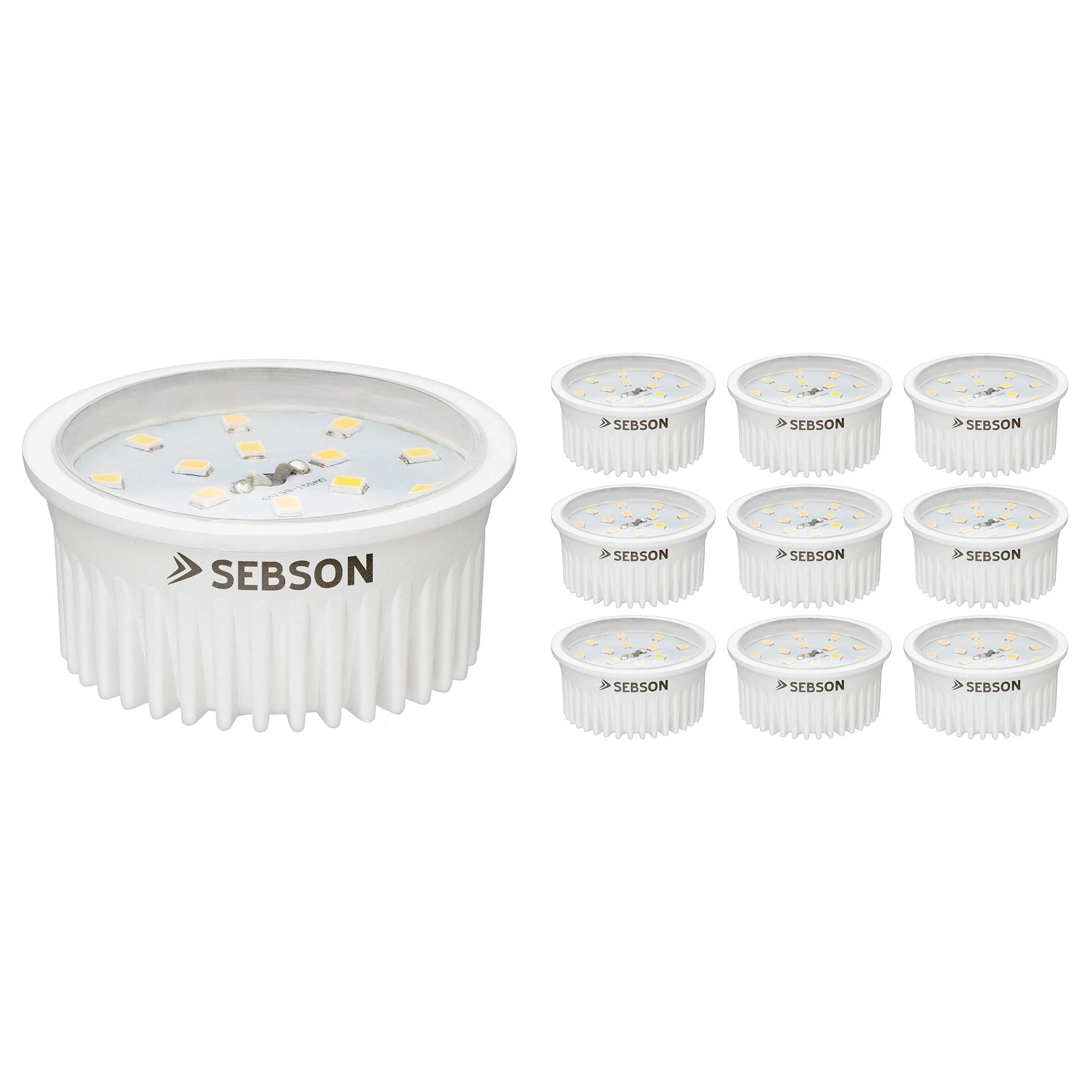 SEBSON LED Spot Lights Ceiling Warm White 3000K - 10 Pack - Recessed Downlight LED Module - Replaces GU10 MR16 - Ultra Flat ø50x26mm 5W 400lm 230V Bulb Lights