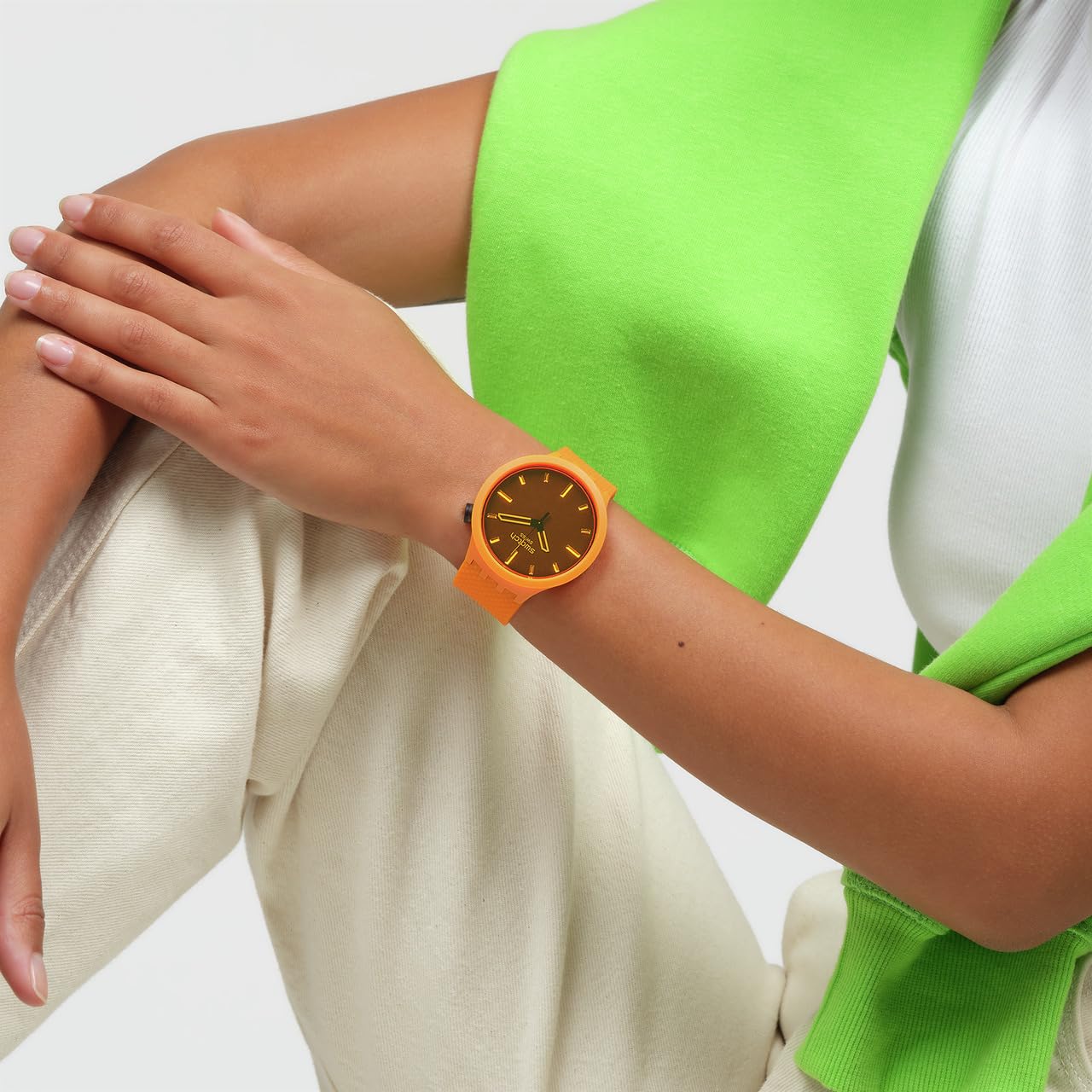 Swatch Unisex Casual Orange Watch Bio-sourced Material Quartz Crushing Orange
