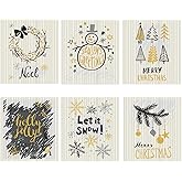 TREEWOO Kitchen Dish Towels Reusable Swedish Dishcloths Set of 6 Natural Cotton Washable Household Dining Room Cleaning Sponges Super Absorbent Dish Rags