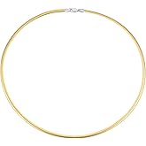 Kooljewelry 14k Two-Tone Gold 3 mm Reversible Omega Necklace