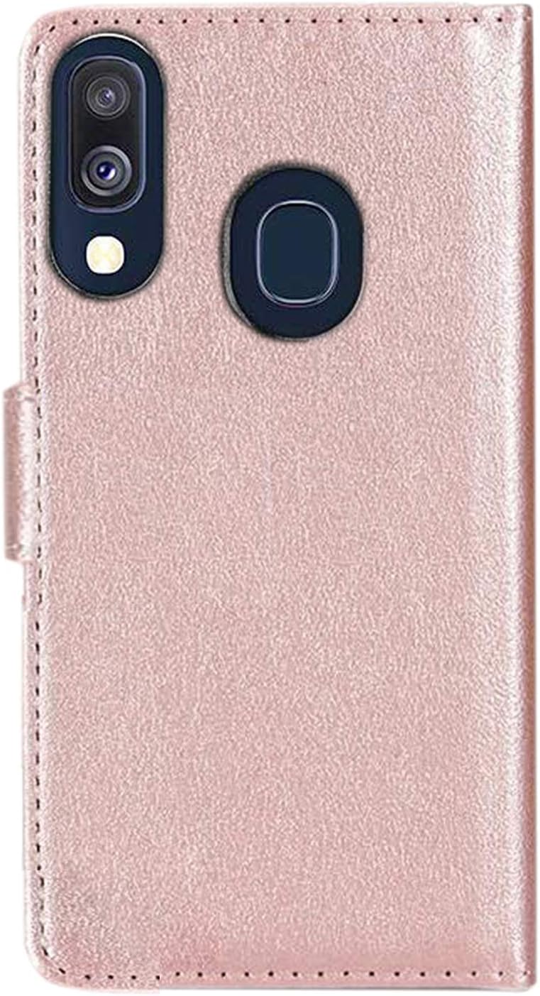 Case Compatible for Samsung Galaxy A20e (5.8 Inch) Leather Magnetic Closure Flip Card Holder Wallet Stand View Protective Cover for Samsung Galaxy A20e (Rose Gold) - Image 5