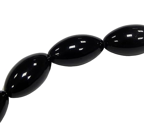 50stk Onyx Perlen Halbedelstein Edelstein 8mm x 4mm Schwarz Oval 1 Strang Schmuckstein für Kette, Ring, Basteln G783