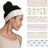 QIUTIMIY Headbands for Women Non Slip - 6 Pack Soft Stretchy Cotton Hair Bands for Women’s Hair – Fashion Sports Headbands for Yoga, Workout, Running, Gym, Daily Wear(Style 3)