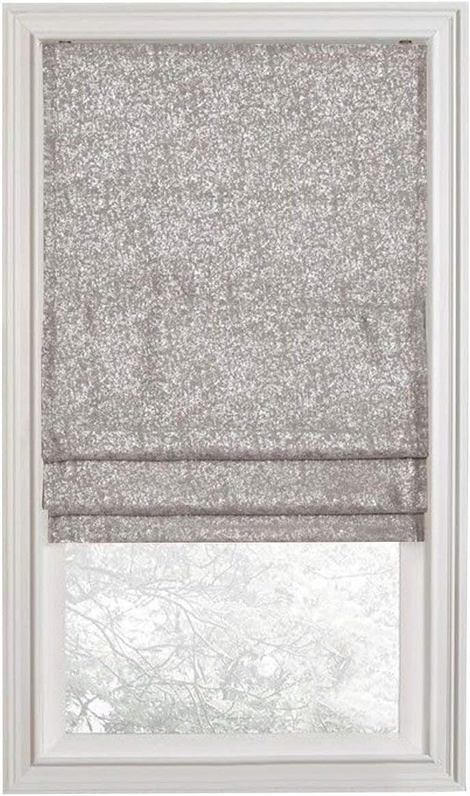 Regal Home Collections Premium Room Darkening Cordless Roman Shades - Assorted Sizes, Styles & Colors (Metallic Sparkle Gray, 28 in.)