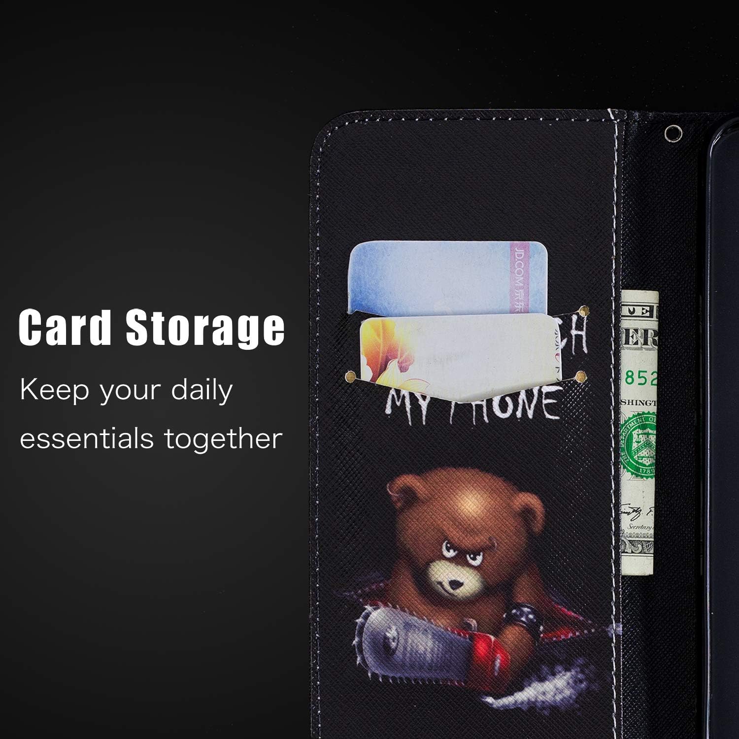 Huzhide Samsung Galaxy A02s Case Shockproof PU Leather Flip Pouch Wallet Phone Case Soft TPU Shell Slim Bumper Protective Cover for Samsung Galaxy A02S with Card Holder Magnetic Stand - Image 3