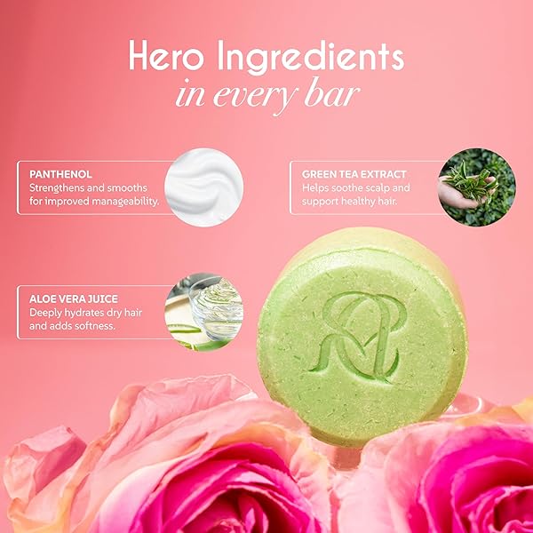 ALICE CARES MOISTURIZING SHAMPOO BAR FOR DRY & FRIZZY HAIR – WITH GREEN TEA, ALOE VERA & ROSEMARY OIL – SOLID, PH-BALANCED & SULFATE-FREE – ZERO WASTE, TRAVEL-FRIENDLY