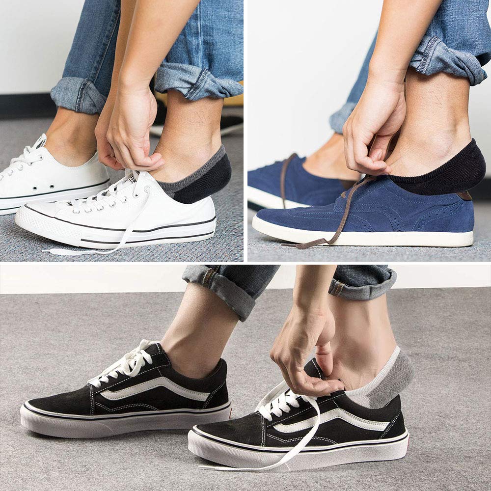 SIXDAYSOX Cotton No Show Socks for Men & Women 8 Pairs Invisible Low Cut with Non Slip Sports Ankle Socks for Trainers, Size 6-11 (8 Pairs Mix3, US Size 6-11/ EU Size 37-46)
