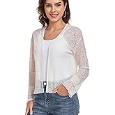 Womens Bolero Shrugs for Evening Dresses Elegant Cropped Shrug Long Sleeve Cardigan Lightweight Knit Cover Up