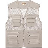 AOTORR Men's Utility Fishing Vest Lightweight Outdoor Work Safari Travel Multi Pockets Waistcoat Jacket