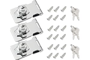 I-EASYDWW, Keyed Hasp Locks, 2.5 Inch, Twist Knob Keyed Locking Hasp, Cabinet Locks, Cabinet Locks with Keys, Silver, 3 Pack