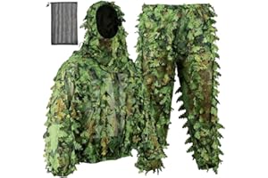 Suit Adult 3D Leafy Camo Bionic Suit Bird Watching Leaves Cover Hunting Suit for Photography Airsoft with Hooded