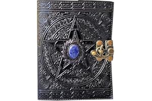 Urban Leather Lapiz Star Pentagram Journal - Black Book of Magic for Artist - Sketchbook Drawing Scrapbook Writing Notebook, 