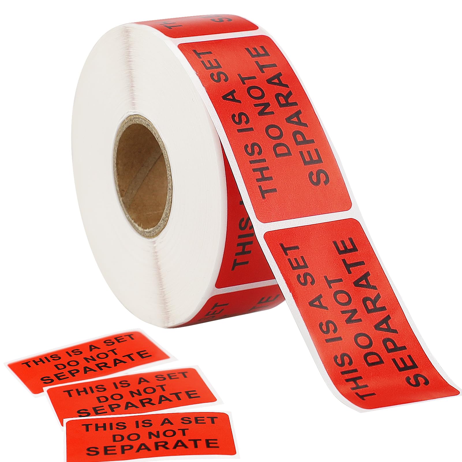 1x2 Inch 'This Is A Set Do Not Separate' Labels, 500 Per Roll Red Shipping Packing Stickers, Quantity Discounts for Retail, Thrift Stores and Supermart