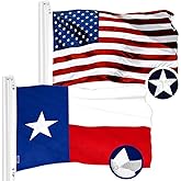 G128 Combo Pack: USA American Flag 3x5 Ft Embroidered Stars & Texas TX State Flag 3x5 Ft Embroidered | US and Texas Flags 3x5 Heavy Duty Outdoor