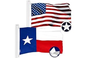 G128 Combo Pack: USA American Flag 3x5 Ft Embroidered Stars & Texas TX State Flag 3x5 Ft Embroidered | US and Texas Flags 3x5 Heavy Duty Outdoor