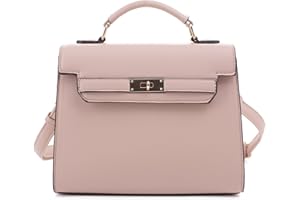 EVVE Women's Top Handle Satchel with Detachable Strap Small Pebbled Leather Crossbody Bag