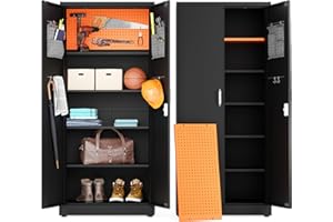 METALTIGER Locking Metal Storage Cabinet | Garage Storage Cabinet with Doors | 71" Lockable Tool Cabinet | Metal Cabinets for Home Office (Black)