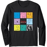 Adventure Time Pop Art Character Grid Cartoon Long Sleeve T-Shirt