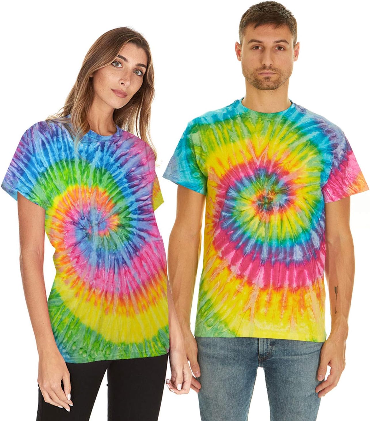 Colorful Tie Dye Tees for Men Or Women in 35 Colors. Up to 5XL