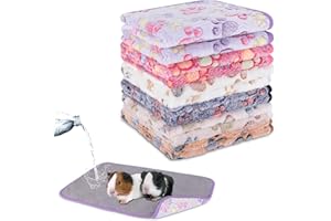 YUEPET Waterproof Guinea Pig Blankets Washable 6 Pack Small Animal Fleece Cage Liners Pet Soft Sleep Mat Pad Cover Warm Flannel Throw for Hamster Guinea Pig Rabbit Chinchilla Hedgehog Ferret 30"×16"