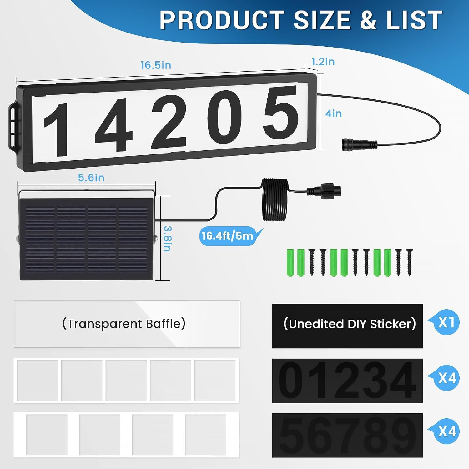 Solar Backlit Sign Mua Solar Backlit Address Sign with Separate Solar Panel, IP65 ...