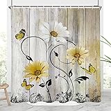 AAtter Yellow Floral Shower Curtain Standard Rustic