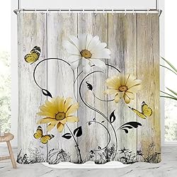 AAtter Yellow Floral Shower Curtain Standard Rustic