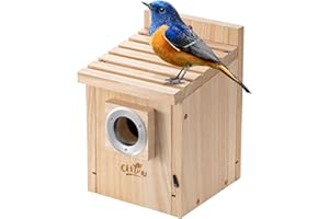 CEED4U Bird House for Outside Birdhouse Wooden Bird Nesting Box with Metal Guard for Backyards Courtyards Patios Decor Large Cottages Blue Bird House DIY Kit Outdoor